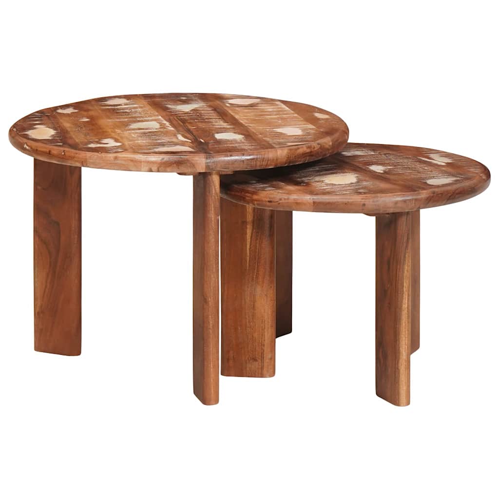 Nesting Coffee Tables 2 Pcs Multicolored Solid Reclaimed Wood