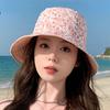 Korean Spring Summer New Double-Sided Floral Print Fisherman Hat Women's Casual Oversize Face Covering Sun Protection Bucket Hat