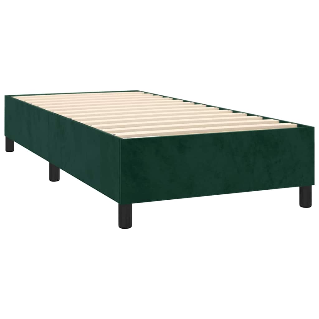 Box Spring Bed with Mattress Dark Green 90x200 cm Velvet