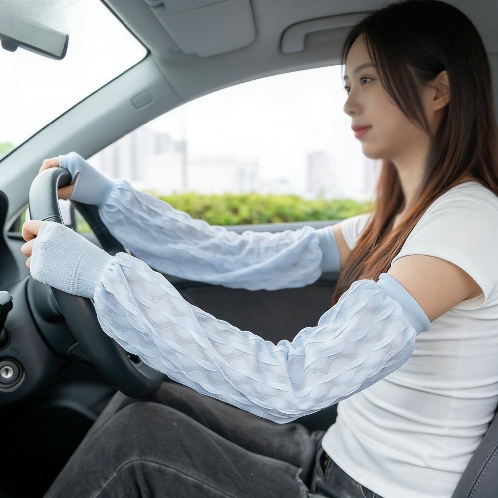 

Breathable Ice Cool Fingerless Sleeves Summer Outdoor Sun Protection Arm Cover небо синє кольору