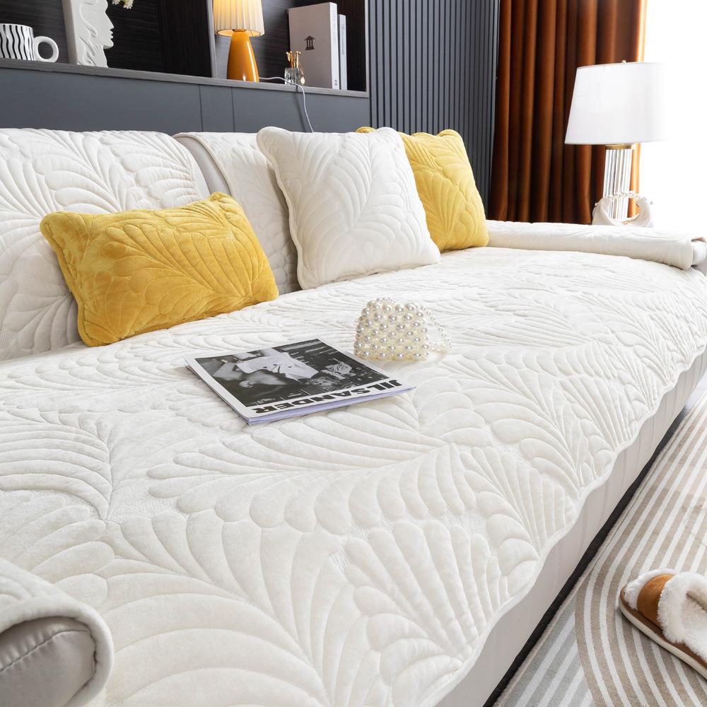 

Solid Color Cross-Border New Milk Fleece Sofa Cushion Non-Slip Fleece Thickened Plush Seat Cushion Cover Cover Plantain Leaves 70*70cm бежевый