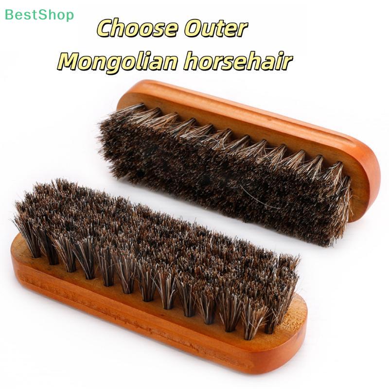 High-quality Shoe Brush, Solid Wood Dust-cleaning Brown-red Horsehair Brush, Soft Horsehair Brush