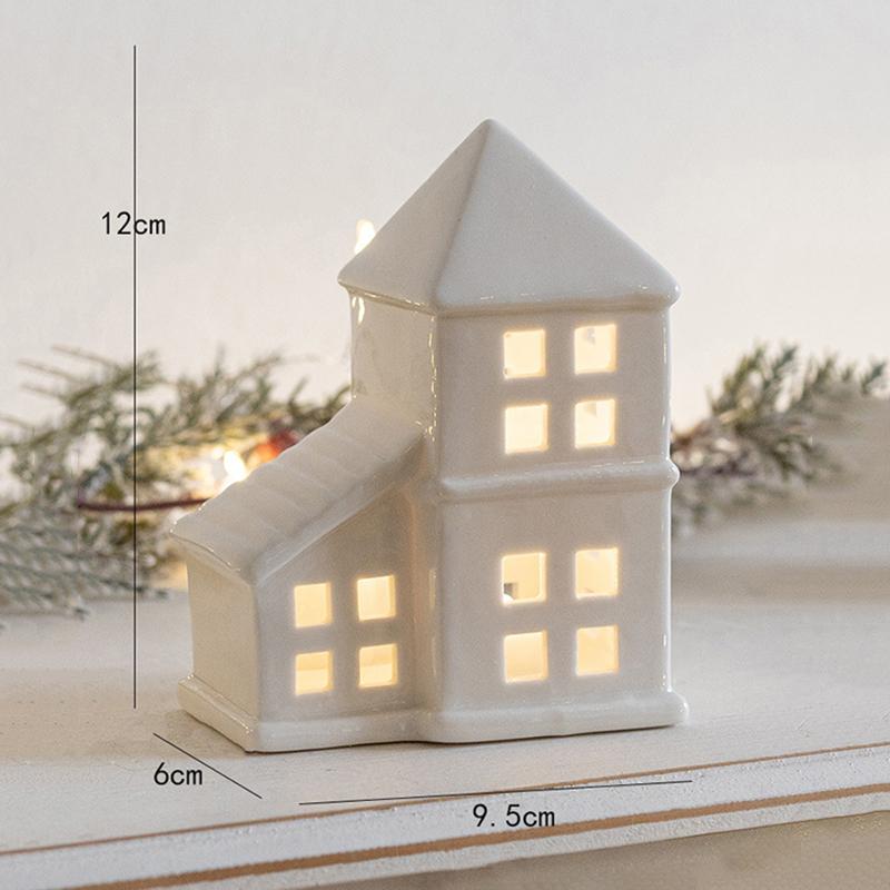Christmas Led House Decoration Micro-Landscape Santa Claus Craft Ornament Luminous Christmas Navidad Desktop Decor