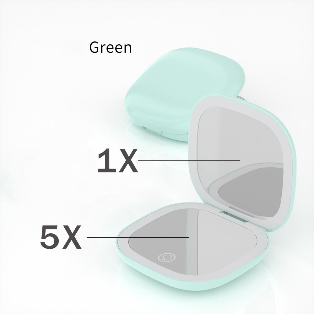 Specchio da Trucco LED Tascabile Pieghevole Mini Compatto con Luce, Ingrandimento 5X/10X, Specchio Portatile Ricaricabile da Viaggio
