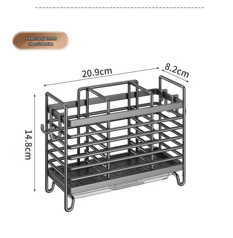 Wall-Mounted Stainless Steel Utensil Holder: Chopstick, Knife & Spoon Storage Rack