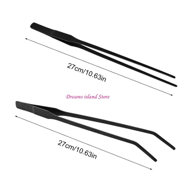 Quality Aquatic Tweezers Set 27cm Steel Straight & Curved for Aquarium Planting and Reptiles Feeding Cleaning Tool HX6C