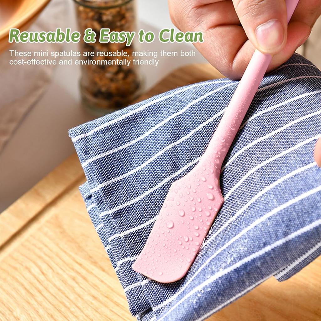 Mini Silicone Spatulas, Multifunctional Small Scrapers for Kitchen, Cosmetics & Jars, Reusable Stirrer for Jam, Lotion, Narrow & Thin Bottles,Colorful