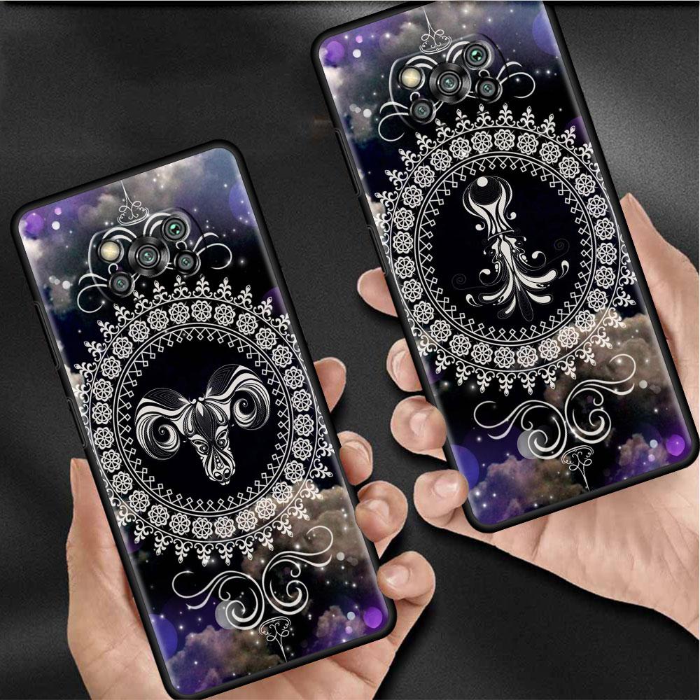Case For Xiaomi Mi Poco X3 NFC X4 Pro F3 F4 GT M4 M3 F1 C40 11 Lite 11T TPU Silicone Funda Phone Cover Mandala 12 Constellations