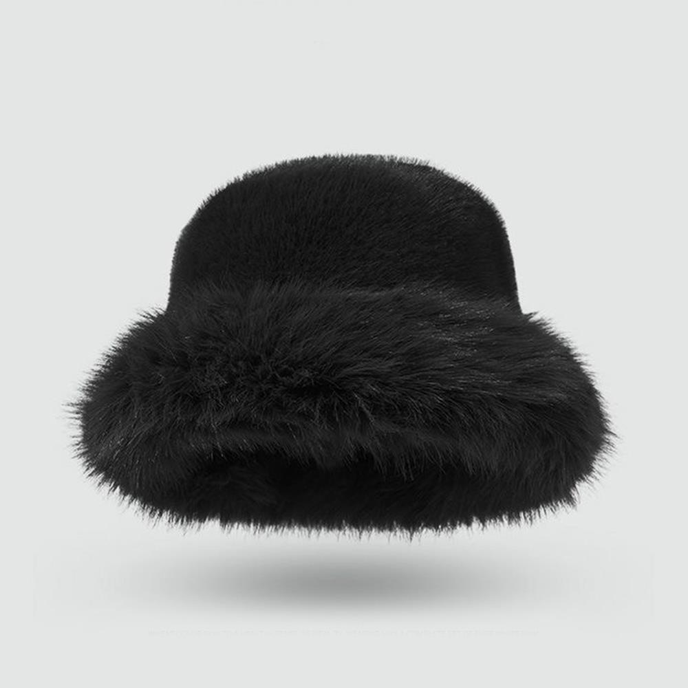 Fluffy Fur Bucket Hat For Women Soft Fluffy Fisherman Hat Thicken Ear Protection Women's Winter Hat Cold Snowy Day Panama Cap