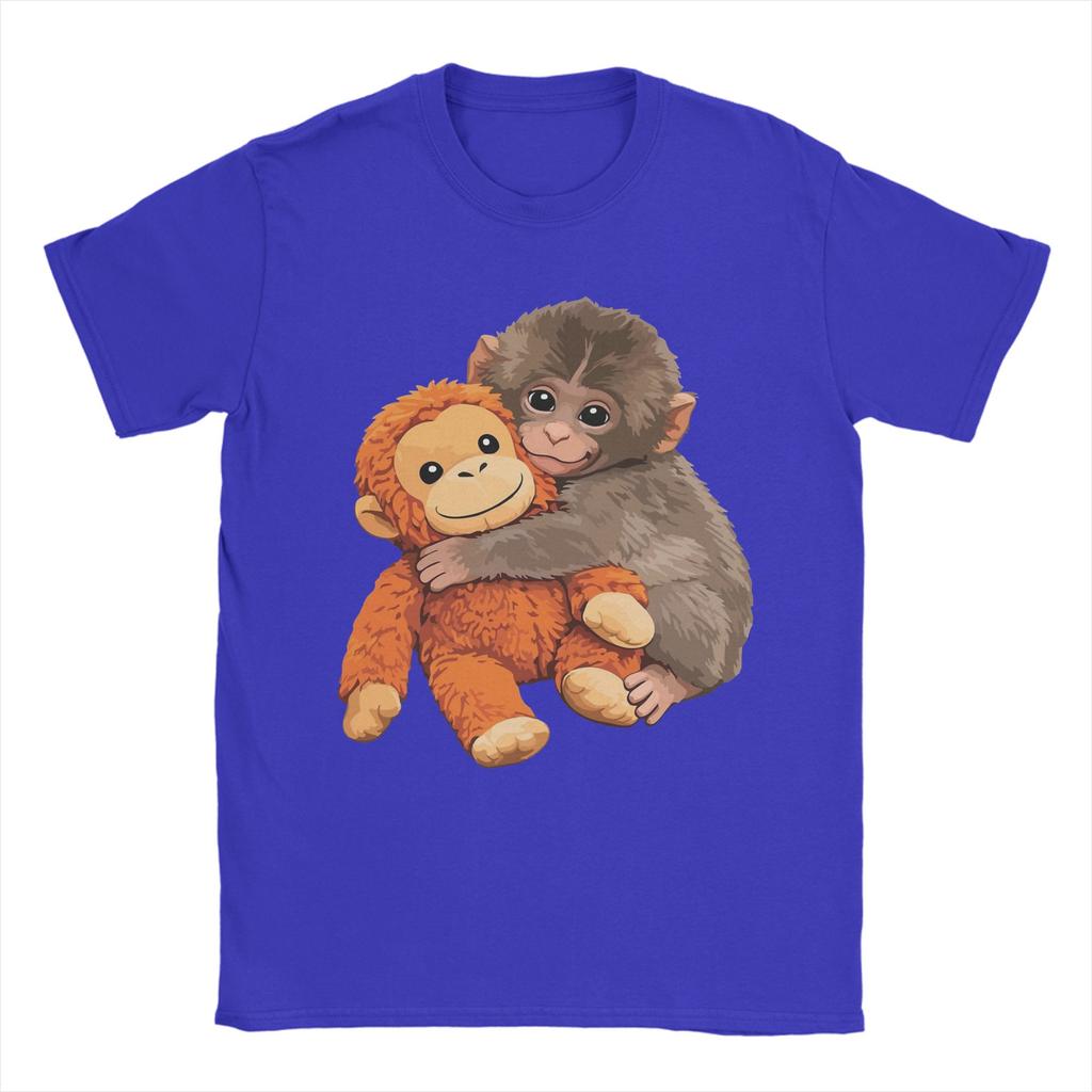 Funny Cute Punch Baby Monkey TShirt for Unisex Round Collar Cotton T Shirt Short Sleeve Tee Shirt Graphic Tops
