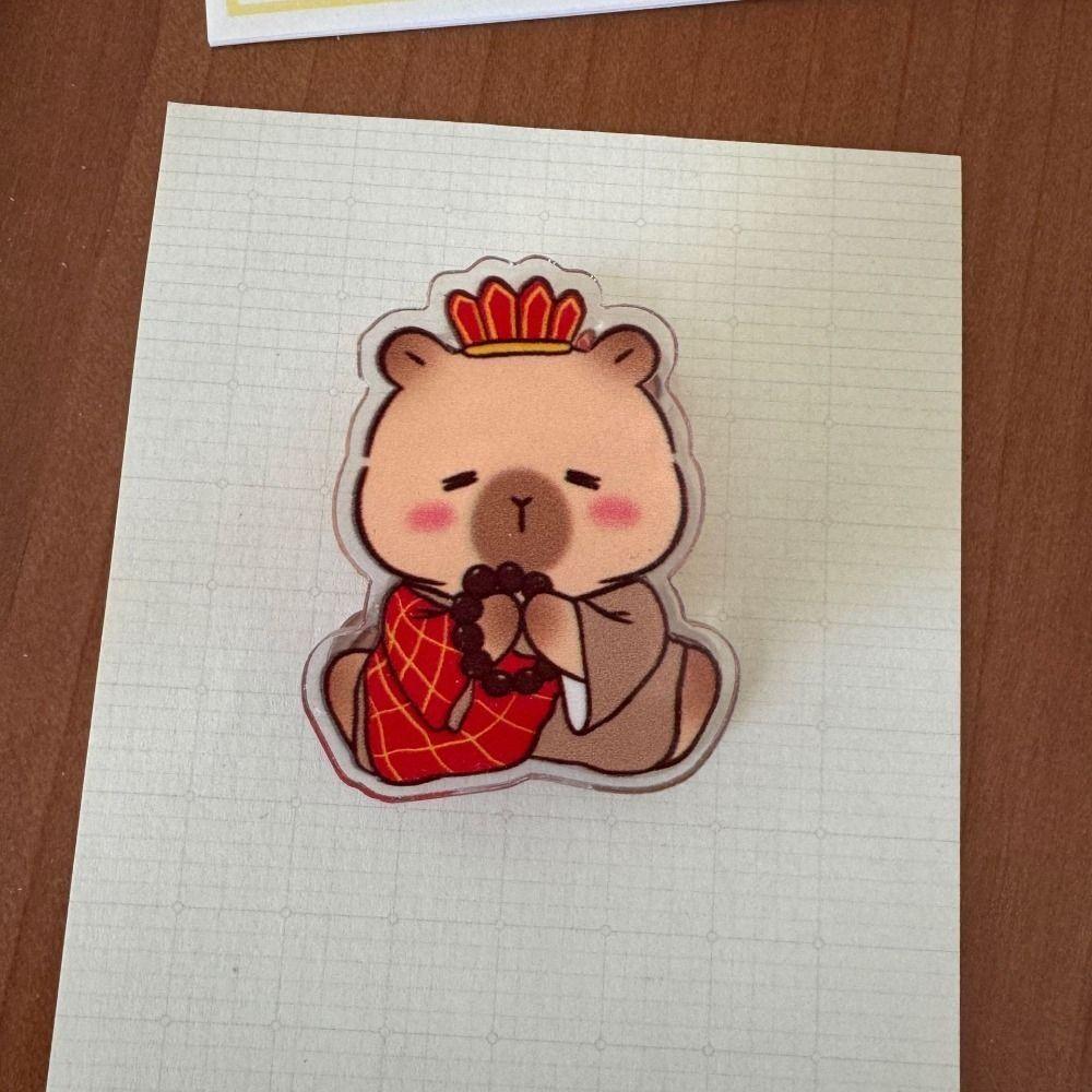 Flower Cartoon Acrylic Pin Creative Animal Badge Fashion Capybara Brooch  Girl