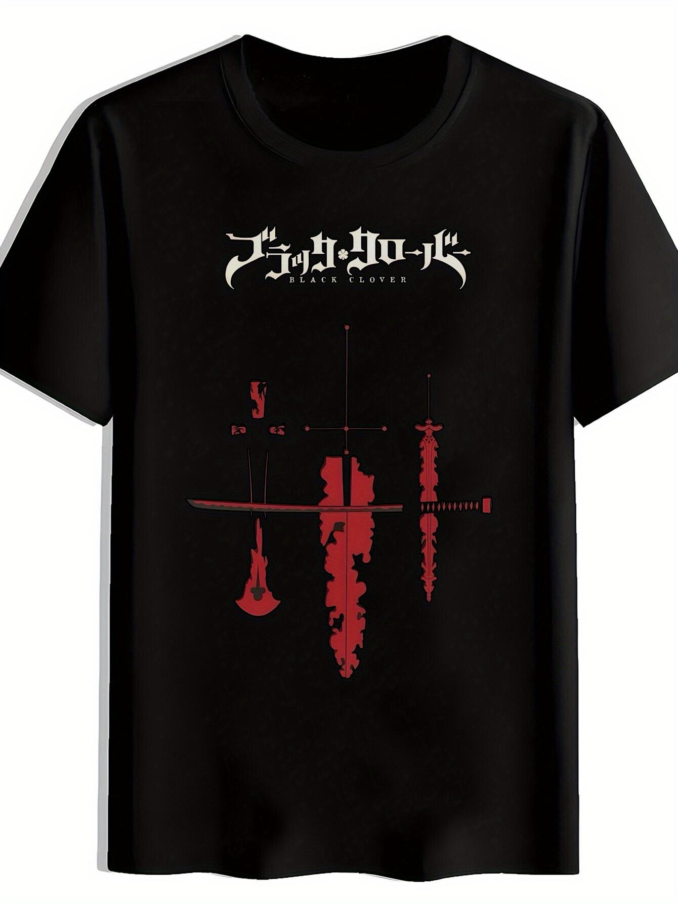 Black T-shirt with Red Anime Sword Graphic - Justice Design XXL