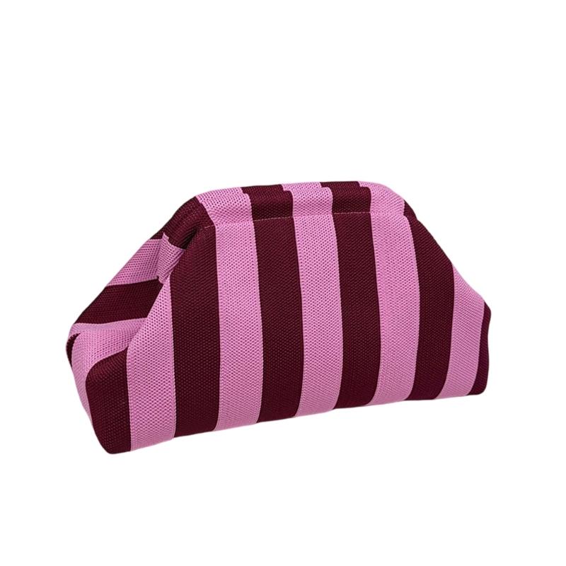 Striped Mahjong Accessory Pouch, Soft Polyester Handheld Bag for Game Pieces, Cosmetics, Keys and Daily Carry Use