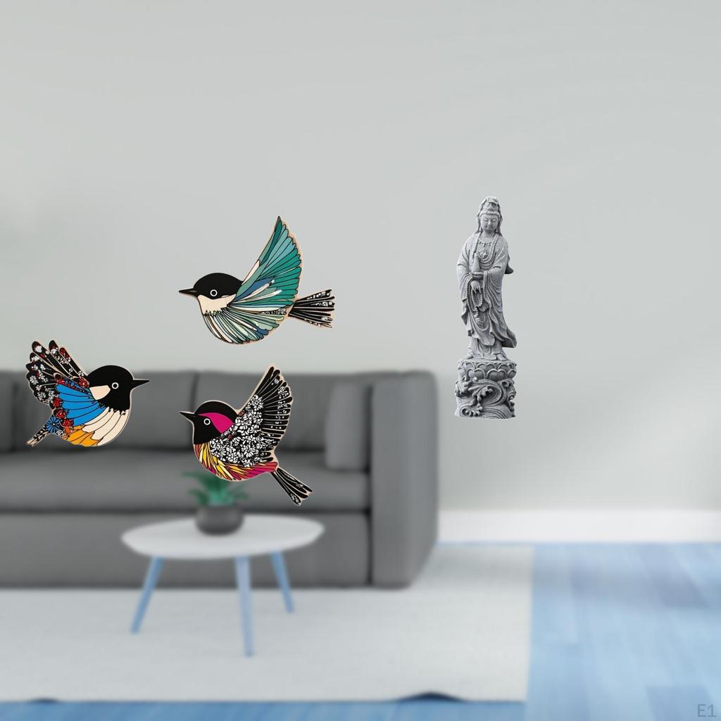 Wooden Bird Wall Art And Guan Yin Statue Stone Ornament Feng Shui Buddhist Decoration for Garden