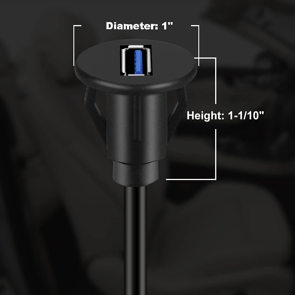 3ft 1m Extension Cord Waterproof Truck Panel Flush Mount Cable USB 3.0 Car Dashboard