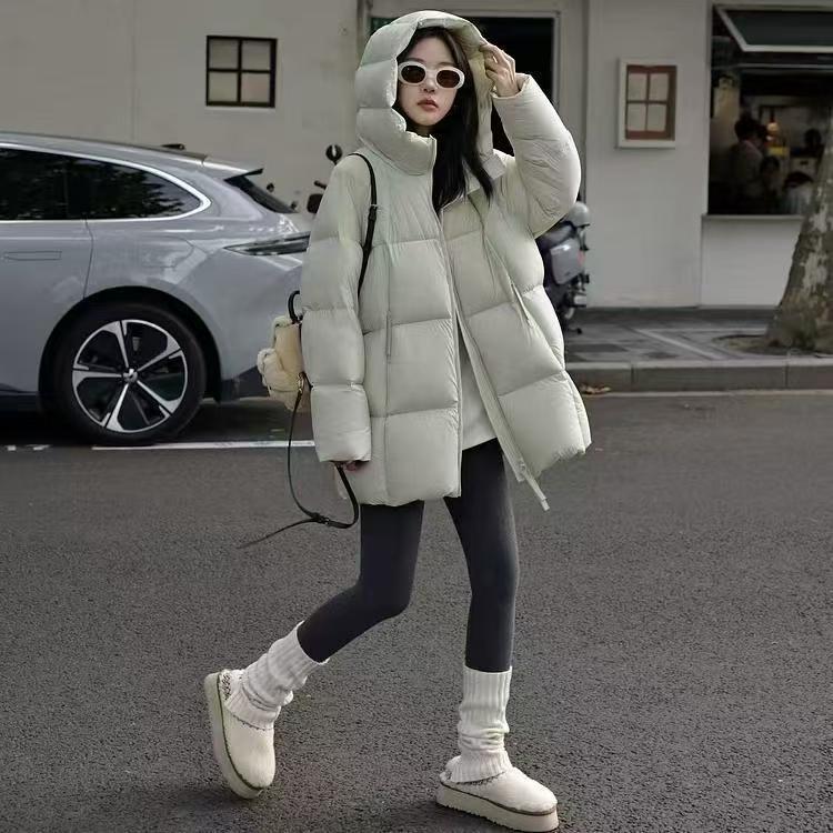 Solid color seasonal warm three-dimensional down cotton clothes hooded short small bread clothes