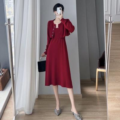 Ensemble deux pièces cardigan et robe en tricot coréen pour femmes, ensemble de tempérament de nouveau style printemps et automne