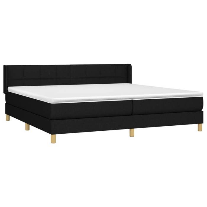 3130299 vidaXL Lit à sommier tapissier avec matelas Noir 200x200 cm Tissu