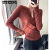Autumn Women's V-neck Sweater Retro Pullover Knitted Sweater Long Sleeved Inner Sweater