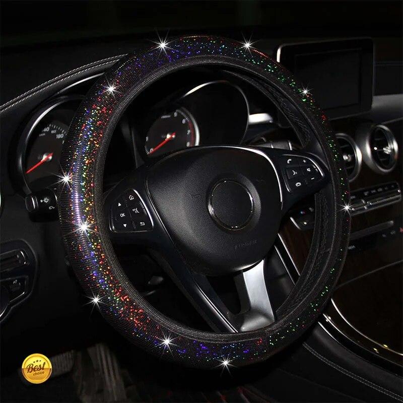 Car Steering Wheel Cover Universal Diamond Blingbling Crystal Set Wheel Car-styling Diamond Accessories Cute Car Accessories