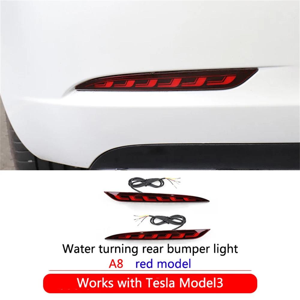 ModelY 2024 Rear Bumper LED Fog Lights Streamer Turn Signal Lamps Tail Lights For Tesla Model 3/Y 2017-2023 Auto Exterior Parts