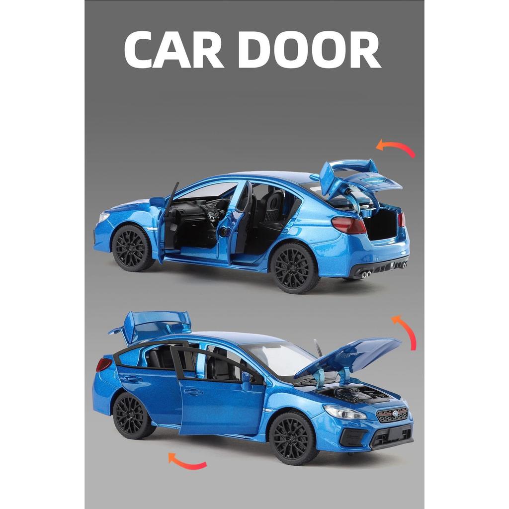 1/30 Subaru STI WRX Alloy Car Model Sound and Light Pull Back Children's Toy Collectibles Birthday Gift