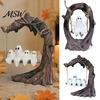 Cute And Spooky Desktop Decoration Ghost On Tree Swing Halloween Decor, Resin Figurine with Vintage Detailed Sculpture for Office Base, Festive Party