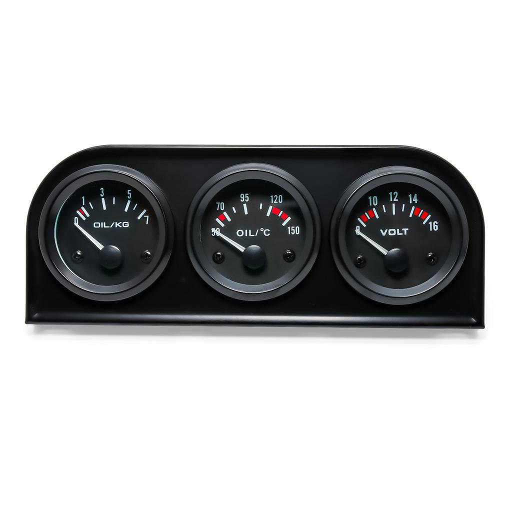 3 in 1 car gauge 52mm Electrial Triple Kit Voltmeter+oil Temp Gauge+Oil Pressure Gauge With Oil temperature/ pressure sensor