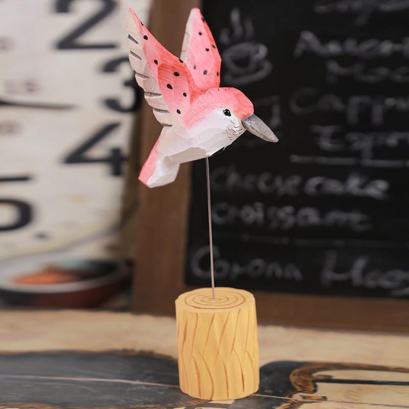 Wooden Handcrafted European Style Hummingbird Desk Decor With Painted Finish For Gifts And Home Decor