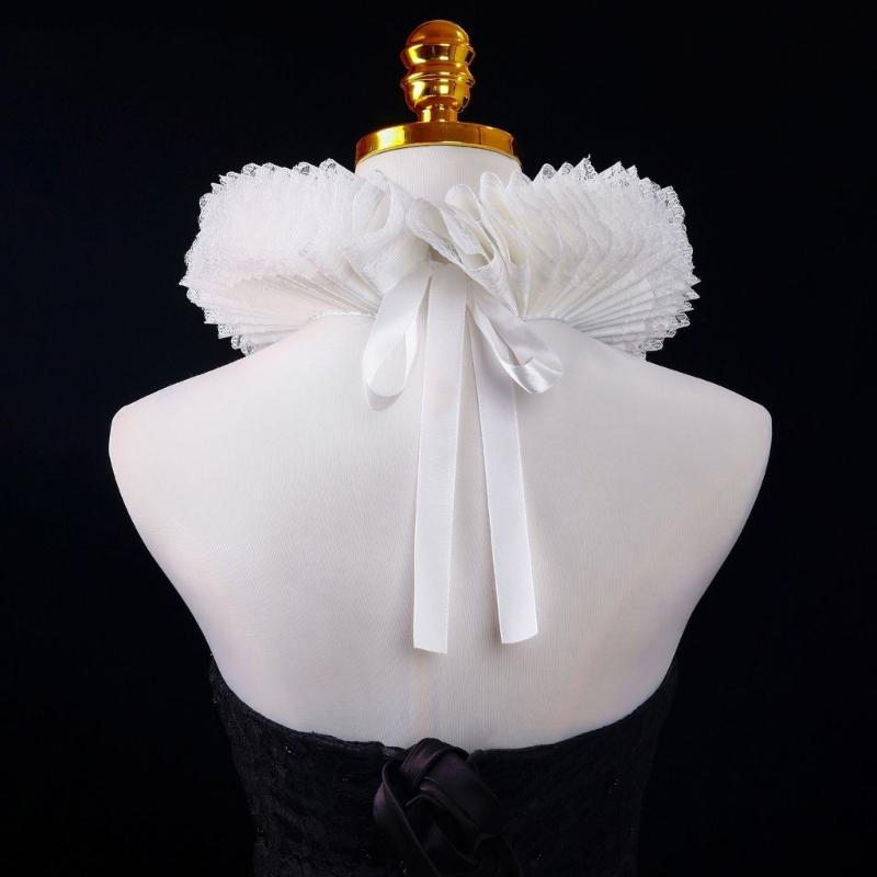 Comfortable Elizabethan Neck Ruff Victorian Ruffle Choker Adjustable Neck Ruff for Medieval Costume