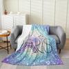 Glitter Print Eiffel Tower Plush Throw Blanket Teal Blue All Season Bed Blanket Paris Flannel Fleece Throw x Inches