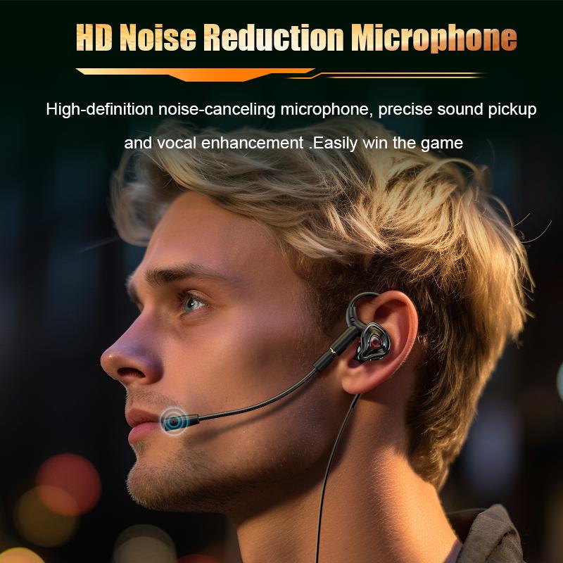 Gaming Headphones with Dual Mics Type C&3.5mm In-ear Earphones Surround Sound Gamer Headsets with HD Mic Handsfree for Samsung
