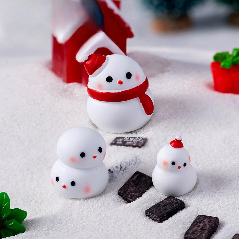 Cartoon Cute Christmas Snowman Figure Micro Landscape Snow Crystal Ball Diy Decorative Accessories Desktop Widgets