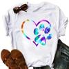 Women's Round Neck White Short-sleeved T-shirt Fashion Printed Valentine's Day Base Shirt Aesthetic Clothes Summer Polyester