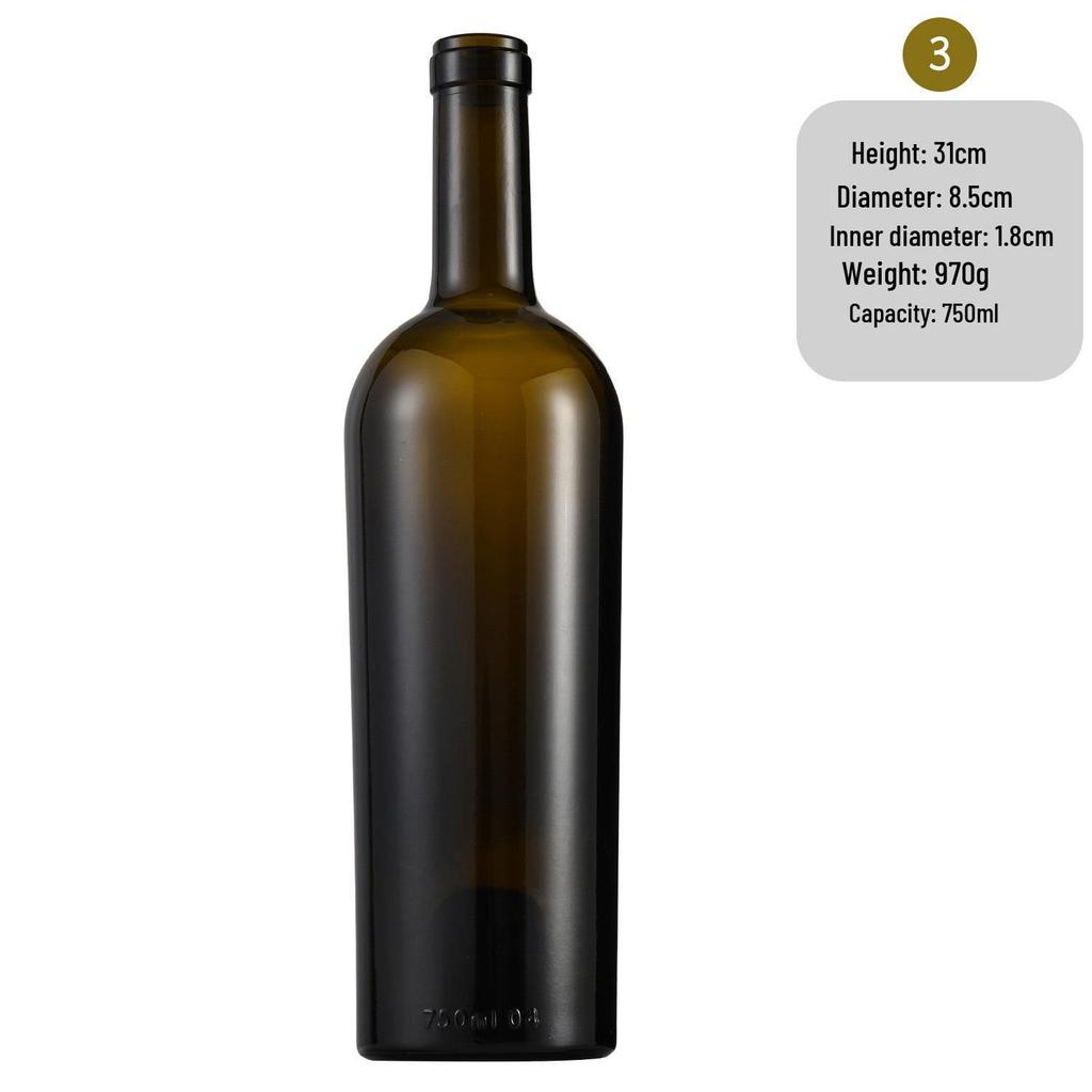 In-Stock Burgundy Green Glass Wine Bottle - Ideal for Red Wine, Liquor, Home Brewing, and Fruit Wine Storage
