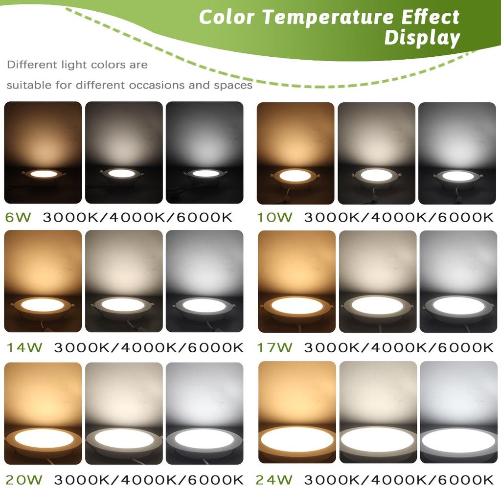 40PCS 100V-240V Recessed Ultra-thin LED Downlight Ceiling Lamp Warm Natural Lighting 3000K 6000KSupermarket 6W 10W 14W 17W 24W