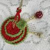 1pcRed Christmas Tree Car Rearview Mirror Pendant Handwoven Car Interior Decoration Holiday Party Crystal Ball Bag Pendant Gift