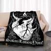 Satan Demon Evil Throw Blanket Bedspread Fleece Flannel Soft Warm Blankets Print Funny Birthday Gift Home Textiles Sofa Decor