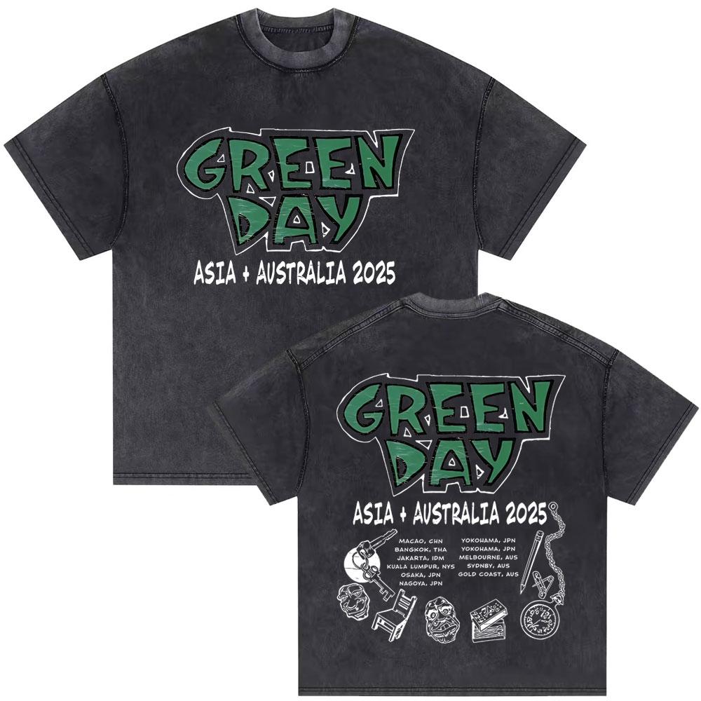 Washed Vintage Punk Band Green Day Dookie Graphic Tshirts Men Classic Gothic Rock T Shirts Male Oversized Tshirt Man Streetwear