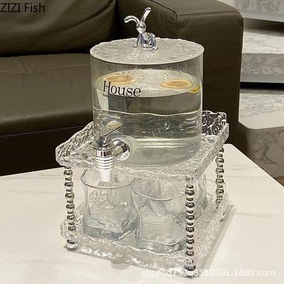 Transparent Glass Cold Water Kettle Creative Tea Set Bar Family Gathering Beverage Juice Bucket with Faucet Tea Ceremony Tea Set