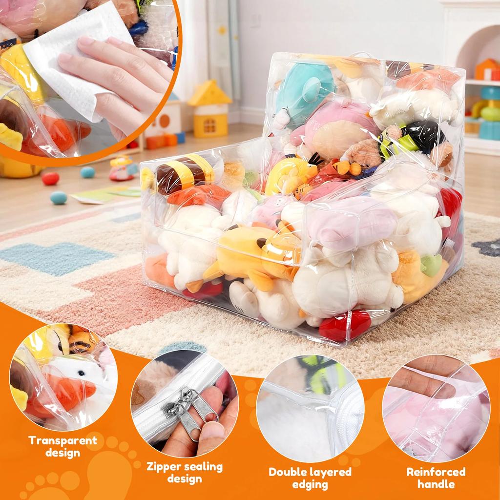 Clear Plush Toys Chair Cover Children Stuffed Animal Bean Doll Storage Bag Seat Extra Large Organizing with Zipper