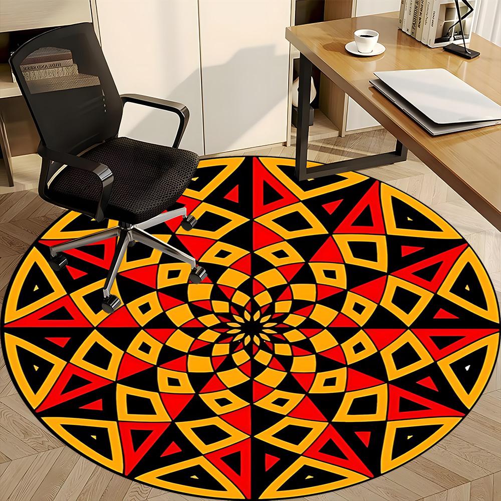 1pc mandala pattern Office Round Area Rug, Indoor Mat Suitable ForOffice, Under Office Chairs Bedroom Living Room Home Decor, Room Deco D043