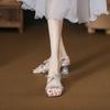 Shoes women's 2025 new summer sandals bow temperament silver high heels super high heel