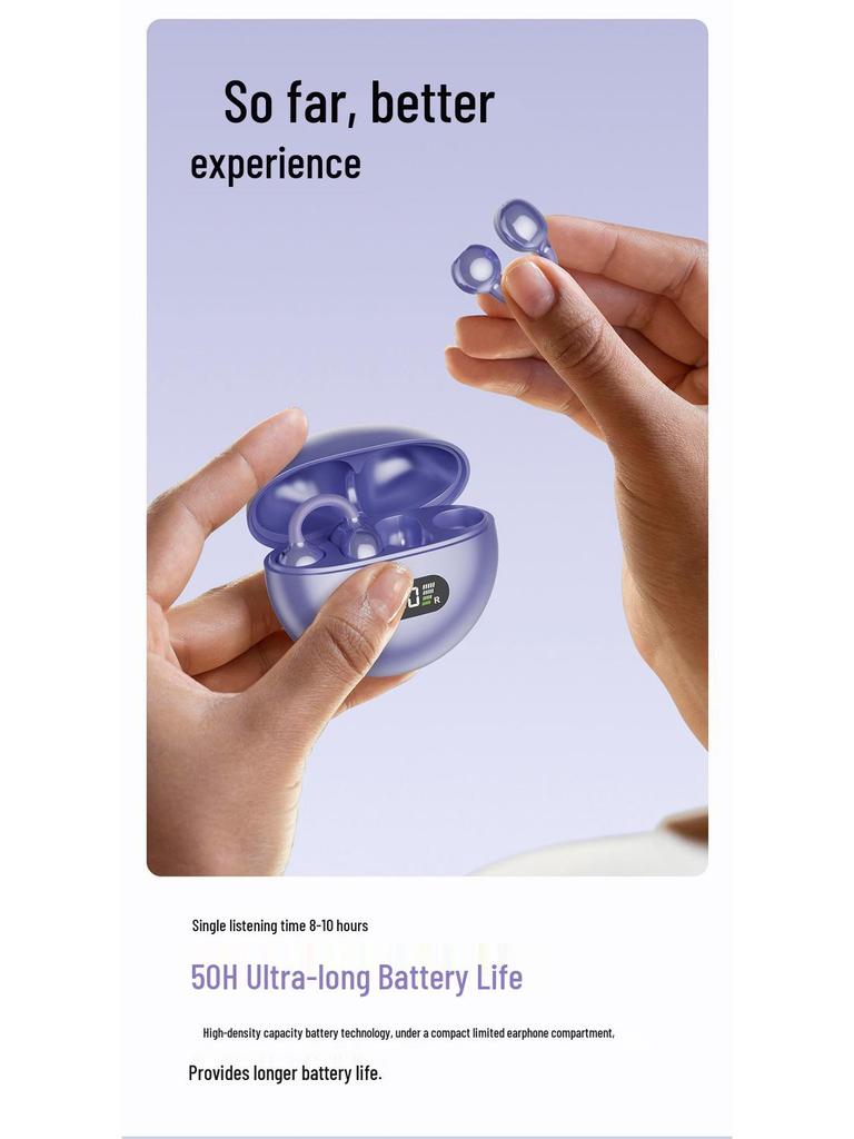 Q71 Premium Bluetooth Ear Clip Earphones: Noise-Cancelling, Wireless, Ultra-Long Battery Life