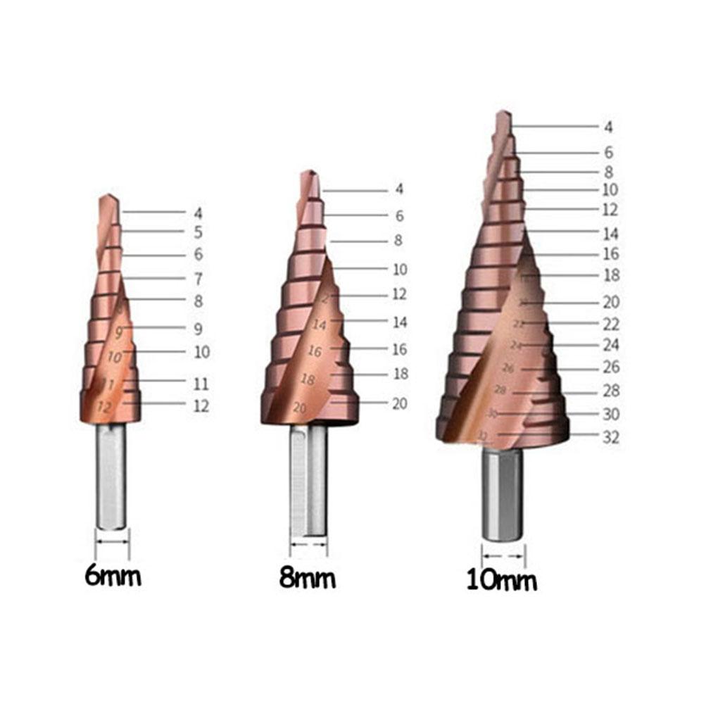 Stupňovitý vrták Kuželový vrták do dřeva Obrábění dřeva Vysokorychlostní rotační vrták do oceli, 4–12 mm