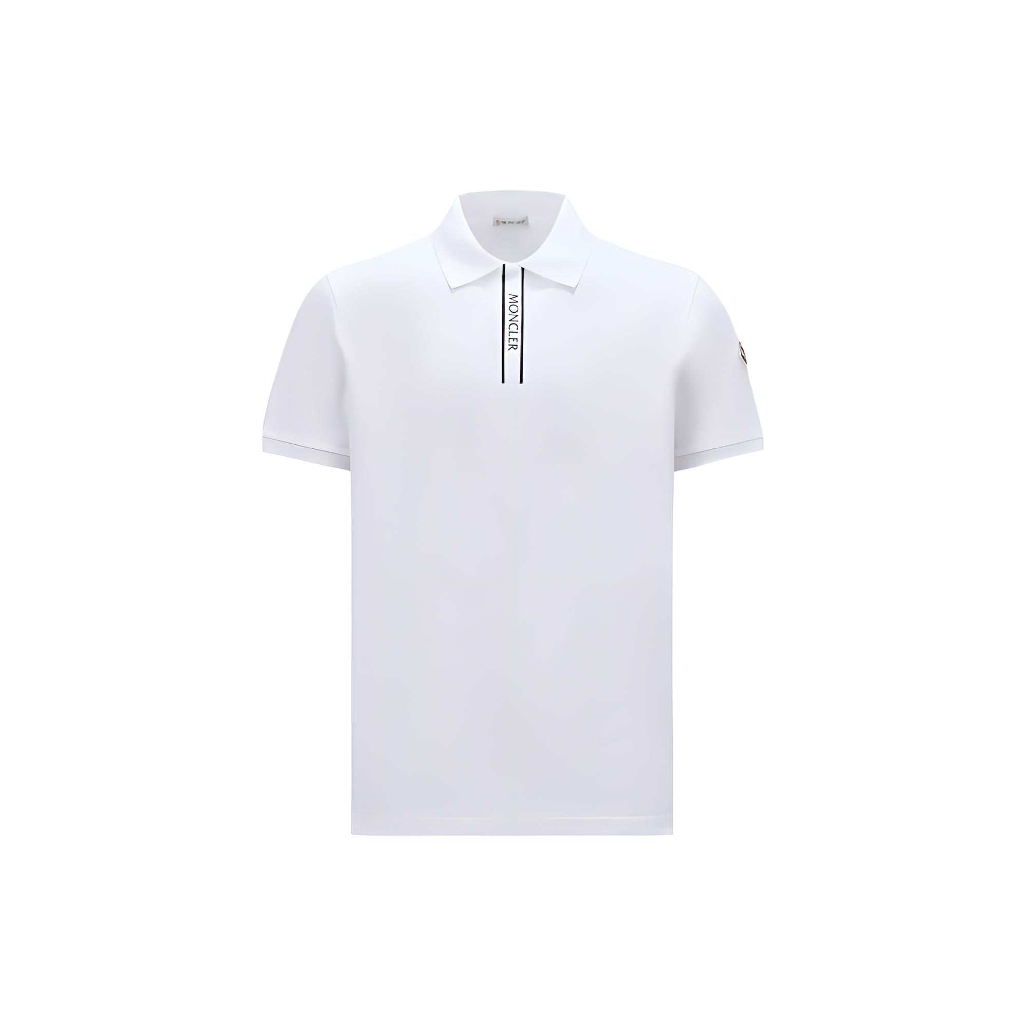 Moncler SS24 Gebreide Kraag Logo Patroon Korte Mouw Poloshirt Heren Poloshirts Optisch-Wit J10918A0000289A16002 XL
