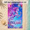 Unicorn Theme Soft Beach Towel Personalized Custom Name Text Towel Portable for Beach Pool Travel