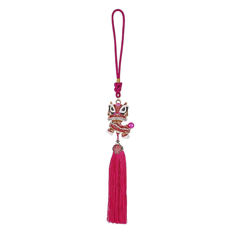 Chinese Knot Lion Dance Car Pendant - Interior Ornament & Safety Charm with Tassel