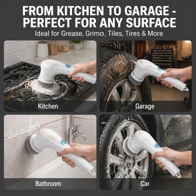 

Effortless Electric Grease Scrubber, Rechargeable Cordless Power Cleaning Brush, for Kitchen Sink Tile & Stubborn Stains United States