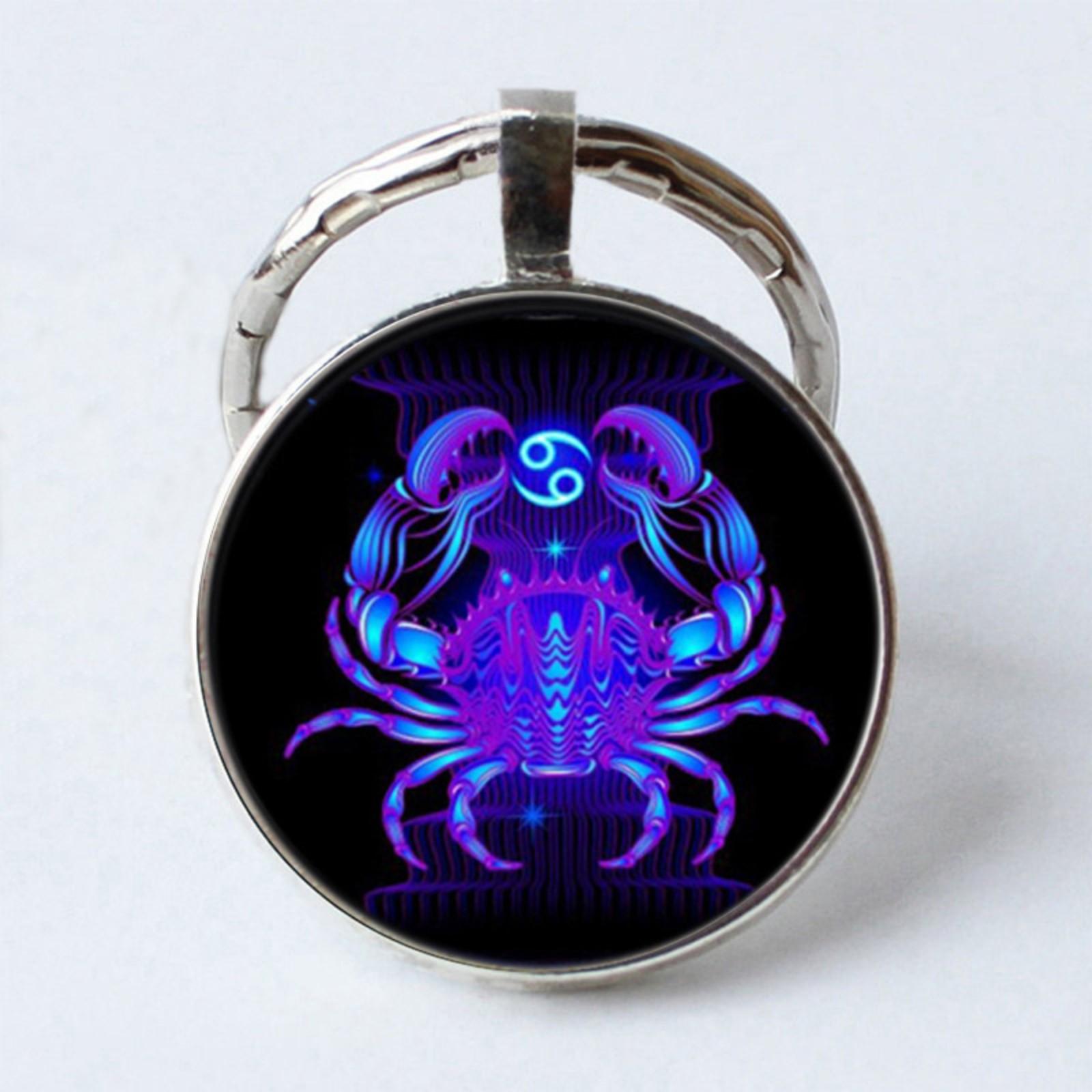 

Металлический брелок с драгоценными камнями и символами зодиака One Size